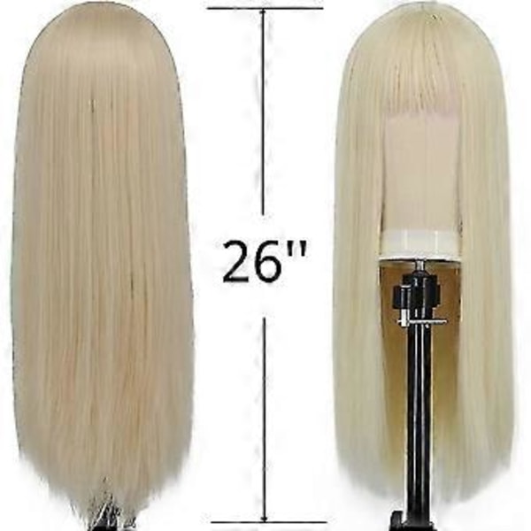 blonde parykker for kvinner 26 lang rett blond parykk med pannelugg søt fas