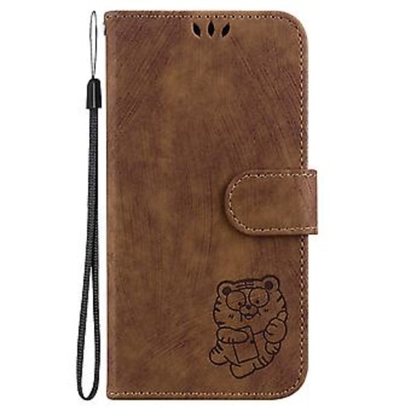 Embosset Lærveske For iPhone 15 Pro Max (Brun)