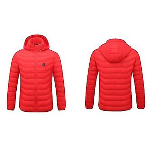 Oppvarmet jakke, Vinter Utendørs Varmt Elektrisk Oppvarmingsjakke, 8 Oppvarmingsområder (2XL Rød)