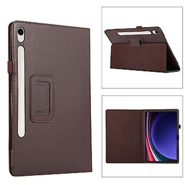 Litchi-tekstuurilla varustettu tabletin suojakotelo Samsung Galaxy Tab S9+:lle (Ruskea)