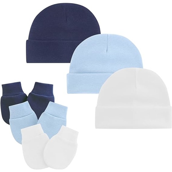 Babyluer og votter Unisex Baby Cap Nyfødt Sykehuslue med Scr