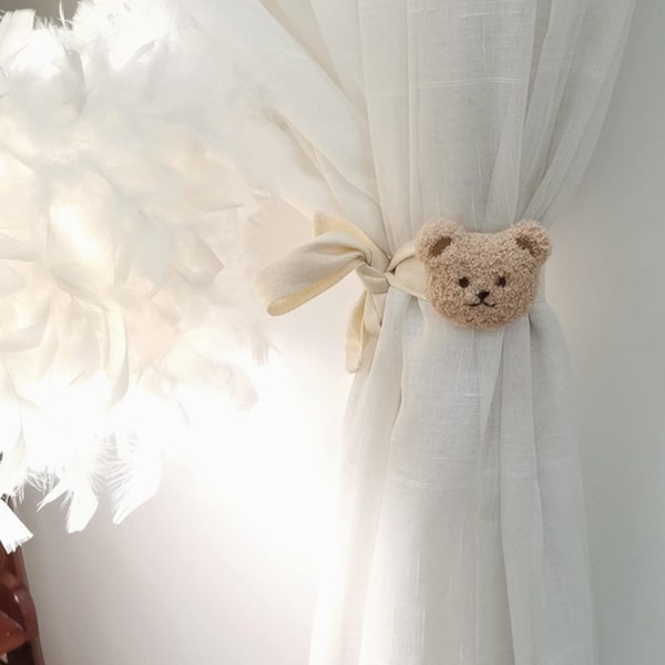 Curtain Tiebacks, Embroidered Stereo Bear Head Curtain Strap Tie