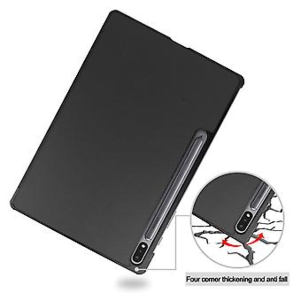 Nytt deksel til Galaxy TAB S7 FE/ T730 Tri-fold Caster Stativ Ultratynn P(Grønn)