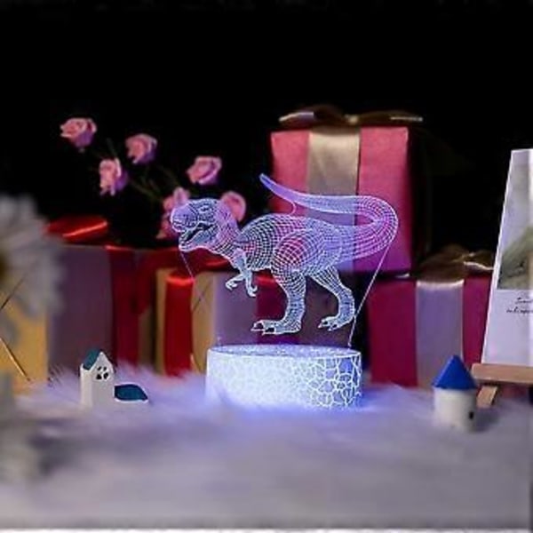 3D Dinosaurie Nattlampa för Barn med 16 Färger Fjärrkontroll, Dekorlampa och Varmvitt Ljus för Sömn, Jul- & Födelsedagspresenter för Barn