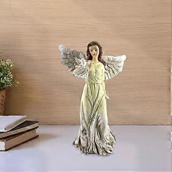 Engel Statue Resin Yndig Dekoration Kunst Ornamenter til Nyheds Gave Boligindretning (A)