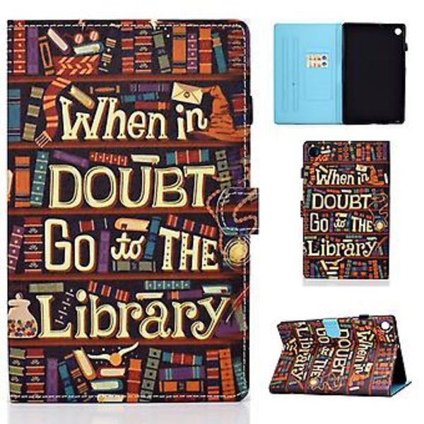 Fargerik Tegneveske For Samsung Galaxy Tab A9 (Bibliotek)