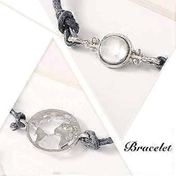 Sæt med 4 Boho Perlearmbånd med hjerte og kort og ædelsten Armbånd til kvinder og piger