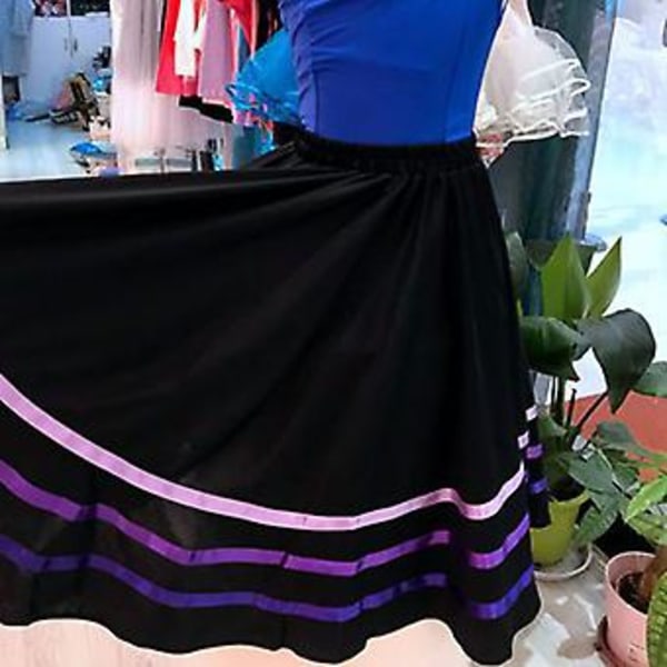 100% Ny, Barn Hel Cirkel Lång Kjol Balett Dansklänning Scenföreställning Danskläder (170 Svart-Rosa)