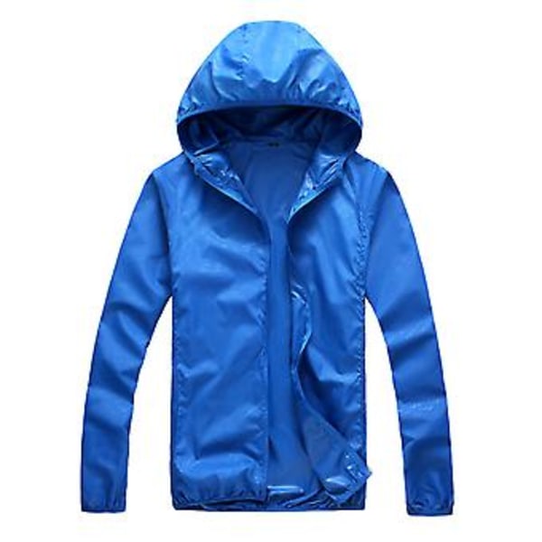 Fianao Dame & Herre Sommer Langærmet Hættetrøje Vindtæt Solbeskyttende Jakke Fiskeri Jakke (XL Royal Blå)