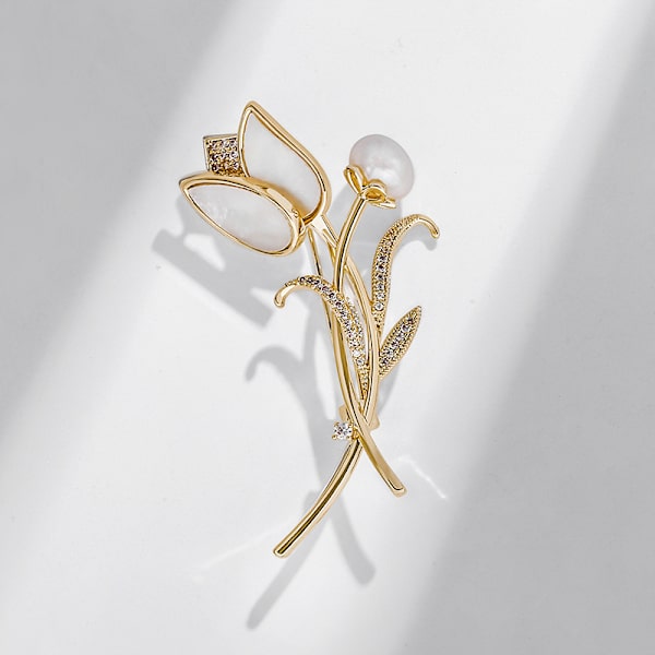Temperament Mode Elegant Kunstig Blomst Rhinestone Brosche P