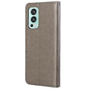 Blomfjärilspräglat Plånboksfodral i Läder med Stativ och Rem för OnePlus Nord 2 5G