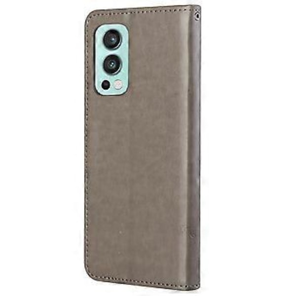 Plånboksfodral med stativ för OnePlus Nord 2 5G, läder med blommig fjärilsdesign och snodd