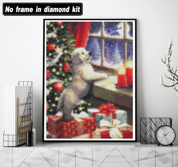 DIY Diamantmaleri Julehund Sæt, 5D Julebroderi D