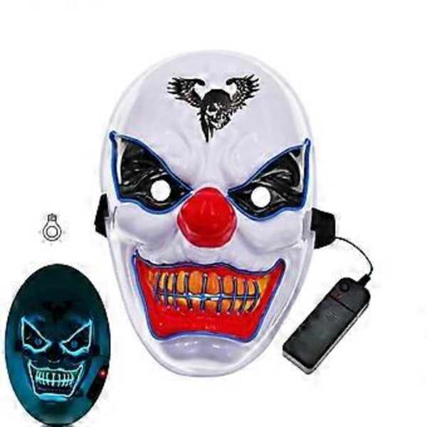 Halloween Dekoration LED Klovnemaske, Skræmmende Lysende Joker Maske, Halloween Dekoration Julekarneval Kostume Cosplay Fest Maske