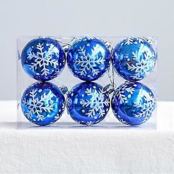 6 cm Jul Snöflinga Plast Hängande Boll Hänge Snöflinga Boll för Juldekoration
