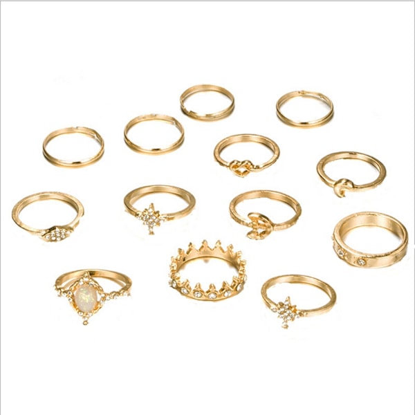 13 st Kvinnors Ringset Knuckle Ringar Guld Bohemiska Ringar för Flickor