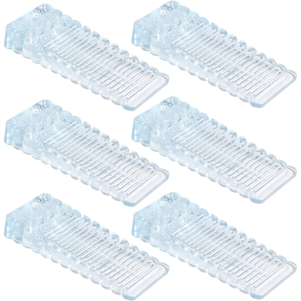 (Transparent) 6 stk PVC dørstopper, høydejusterbar gulvdørstopper og stabelbar for bruk,