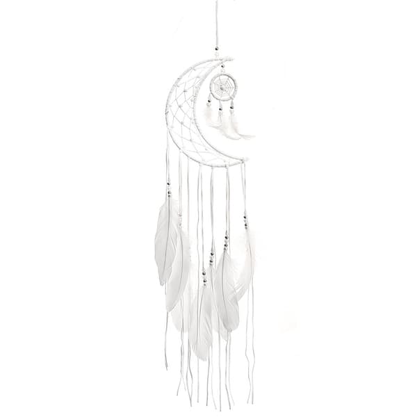 Blanc Attrape-rêves Main Lune Conception avec Plumes Dream Catc