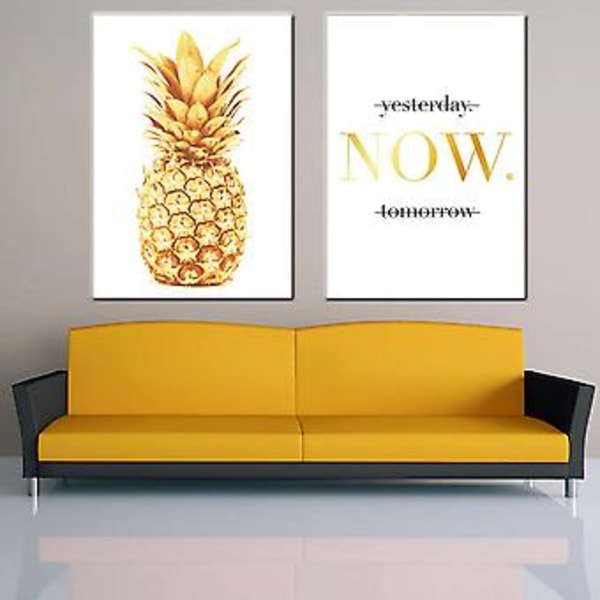 Wekity Kulta-Ananas ja Teksti Seinätaide Canvas-Tulostus Poster, Yksinkertainen Muodikkaat Taidepiirustus Sisustus Kotiin Olohuoneen Makuuhuoneen Toimiston ja Lastenhuoneen