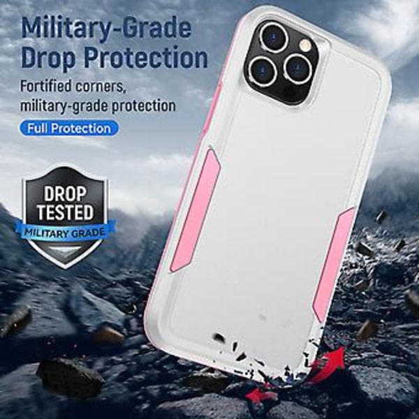 PC + TPU iskunkestävä kotelo iPhone 13 Pro:lle (Valkoinen)