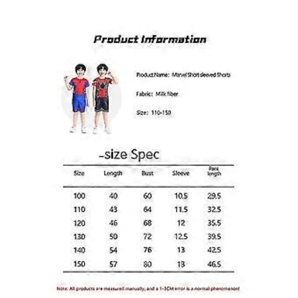 Spider-Man, Iron Man, Captain America Barnkläder Kortärmad Shorts Set Z (140cm Produkt 4)