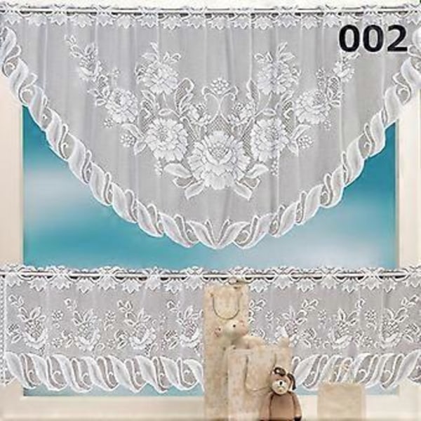 Vita Gardiner i Europeisk Stil, Spets Cafe Fönstergardiner, Warp Stickad Jacquard Gardin för Heminredning 001( 008)