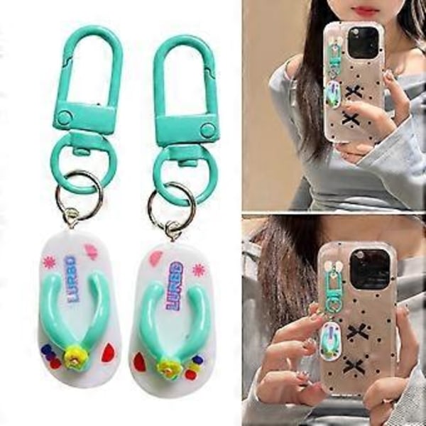 Liten Flip Flop Nøkkelring Stilig Veske Tilbehør for Nøkler og Vesker Laget med Resin Tekstur Mote Nøkkel Tilbehør Gul (Gul)