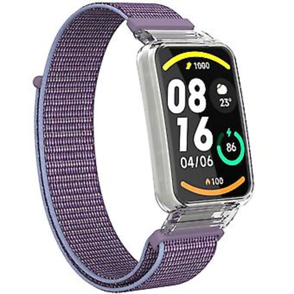 PC-fodral + Nylon Loop-rem för Xiaomi Mi Band 7 Pro (Lila)