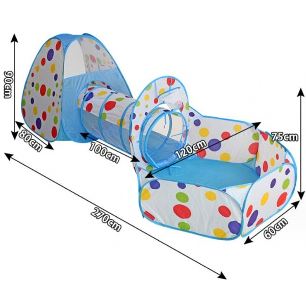 3 i 1 pop-up tält med tunnel för barn, bolltält med hopfällbar tunnel, inomhus utomhus, födelsedag Ch