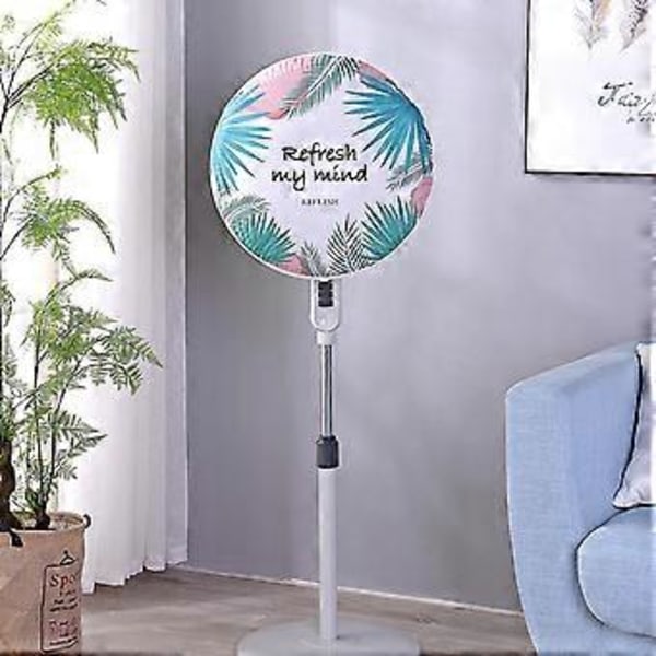 45 cm Joustava Suu Yksinkertainen Asennus Sähkötuulettimen Suojus Trooppiset Lehdet Painatus Pyöreä Tuulettimen Pölytiivis Suojus Kotitaloustarvikkeet (B)