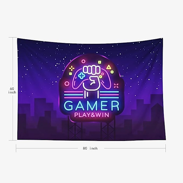 Gamer Play Win Logo Neon-kyltti Malli Peli-iltaan Tyylillä Moderni