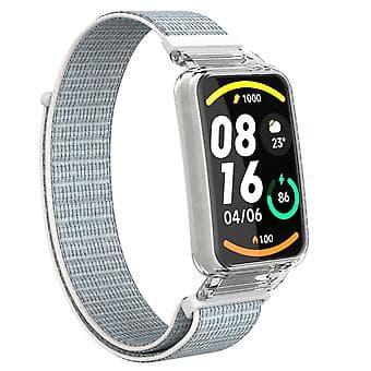 PC-etui + Nylon Loop-rem til Xiaomi Mi Band 7 Pro (Hvid)