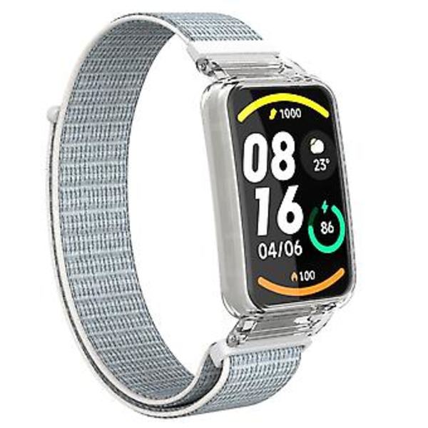 PC-fodral + Nylon Loop-rem för Xiaomi Mi Band 7 Pro (Vit)