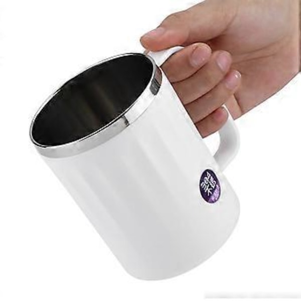 Rustfri Stål Isoleret Kaffekrus Vand Te Kop med Håndtag og Låg (Hvid)