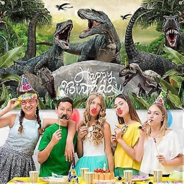 Dinosaurusten Syntymäpäiväkoristeet Banneri Taustakangas Safari Djungel Dinosaurusten Maailma Syntymäpäiväjuhlatarvikkeet Pojille Lapsille Dino-Teemallinen Syntymäpäiväsuosio
