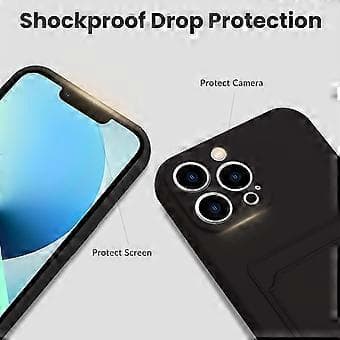 Silikone kortholder etui, stødsikkert pungcover til iPhone 13 Pro Max 6,7 tommer 2021 - Sort