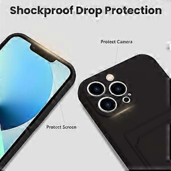 Silikonkortfodral med korthållare, Stötsäkert Plånboksfodral för iPhone 13 Pro Max 6,7 tum 2021 - Svart