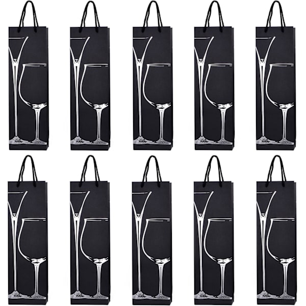 hopea lasit 40 x 12 x 9 cm - 10 pullopussit lahjapussit viinille