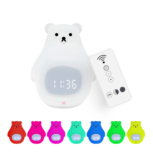 Nattlampa för barn, söt väckarklocka, Kawaii-prylar, fjärrkontroll