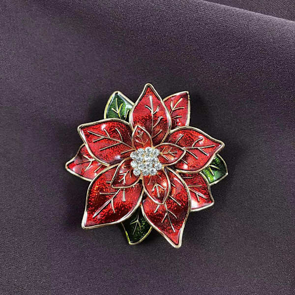 Högkvalitativ brosch brosch handmålade rosröda blommor Bir