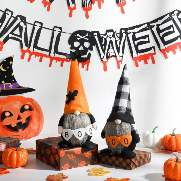 2 stk Halloween Gnomes Plysj Gnome Svensk Tomte Håndlaget Hall