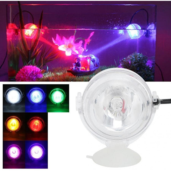 LED-akvarieljus Mini nedsänkbar lampa Amfibielamp Vattentät belysning 180º Justerbar Färgrik
