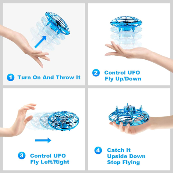 Flynovao Mini UFO-droner til børn, LED-børnedrone til alderen 8-12, F