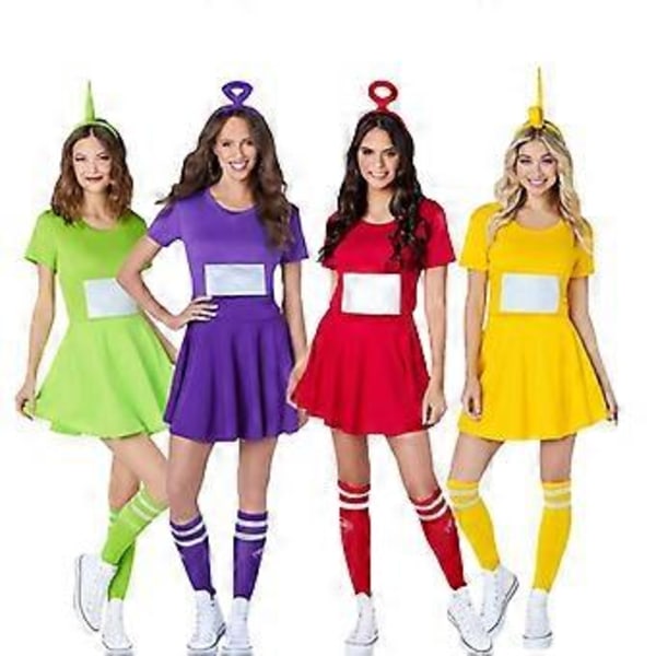 Teletubbies Kostumer til Kvinder Tinky Winky Dipsy Laa-Laa Po Cosplay Fest Kostume Udklædning (7-9 år Gul)