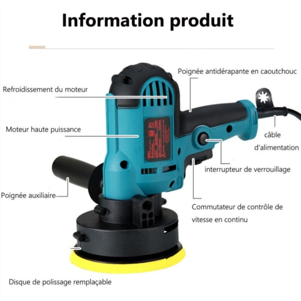 700W automaattinen kiillotuskone - epäkeskokiillotuskone 3600rpm - portaaton nopeus