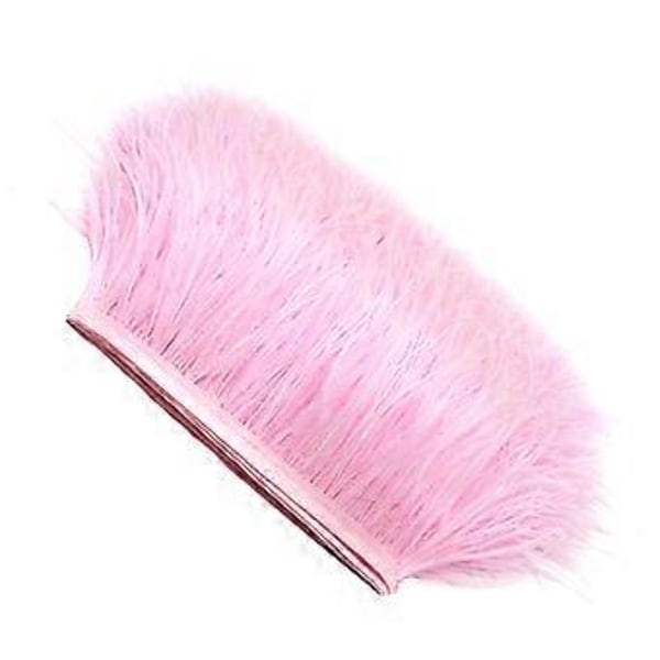 2M Strudsefjer Simuleret Kantbånd med Satinbånd til Kjolesyning Håndværk Kostumer DIY Dekoration (Lys Pink)