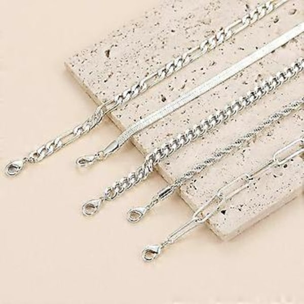 14K Ægte Guldbelagt Smykkesæt til Kvinder Trendy Tynd Elegant Stabelbar Cuban Link Paperclip Kæde Armbånd Pakke Modetilbehør Gaver