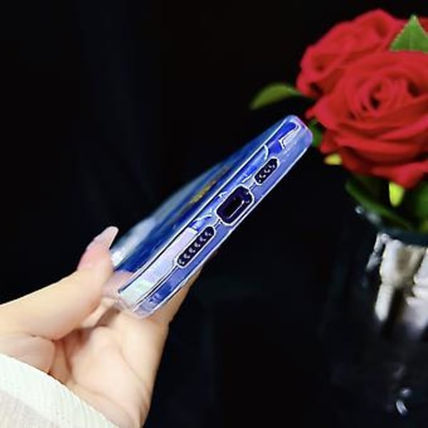 Elektroplateret TPU + PC-etui til iPhone 13 Pro (Blå Blomster)