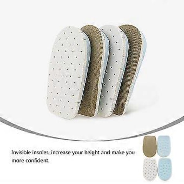 2 par latex silikon bekväma inre höjdökande skosulor absorberande inläggssulor för skor (Khaki utan hål + Vit Hål S)