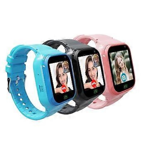 NY, 4g Smartwatch til Børn med Wifi, GPS, Skridttæller & Sikkerhedsbånd til Android og Ios Telefoner, Hurtig Forsendelse (Sort)